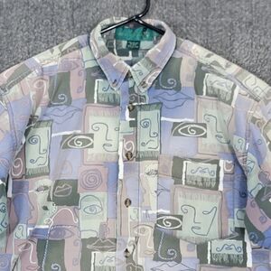 Knights of The Round Table Shirt Mens Large Blue Button-Down Picasso Cubist AOP